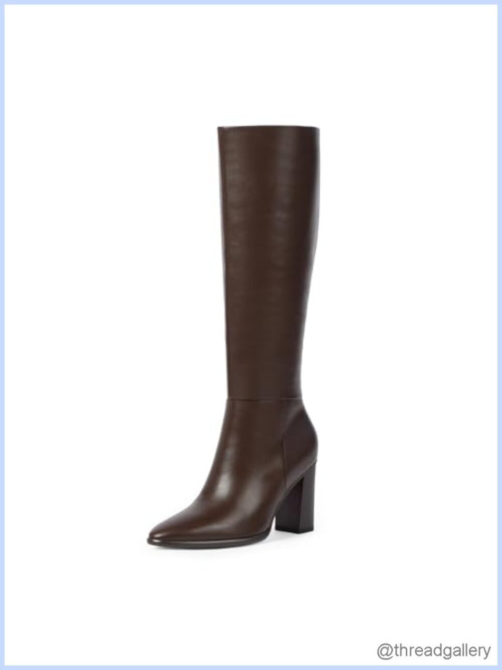 Knee High Boots Pointed Toe Chunky Heel Faux Leather Tall Boots